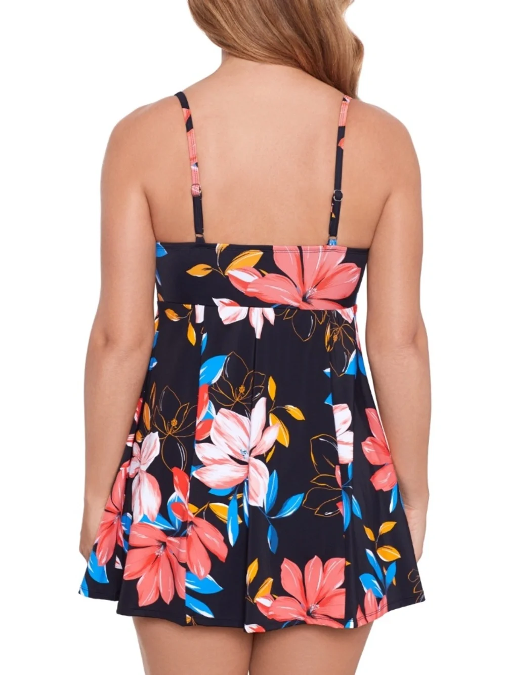 Swim Solutions Women's Floral-Print Empire Swim Dress,Floral Park
